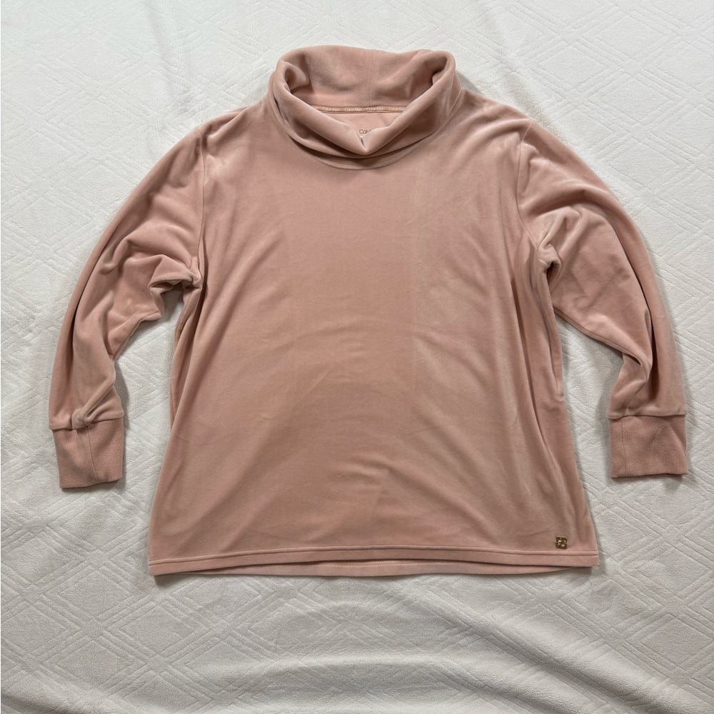 Calvin Klein Pink Pullover Sweatshirt Women’s XL Cozy Winter Athlesiure Comfort